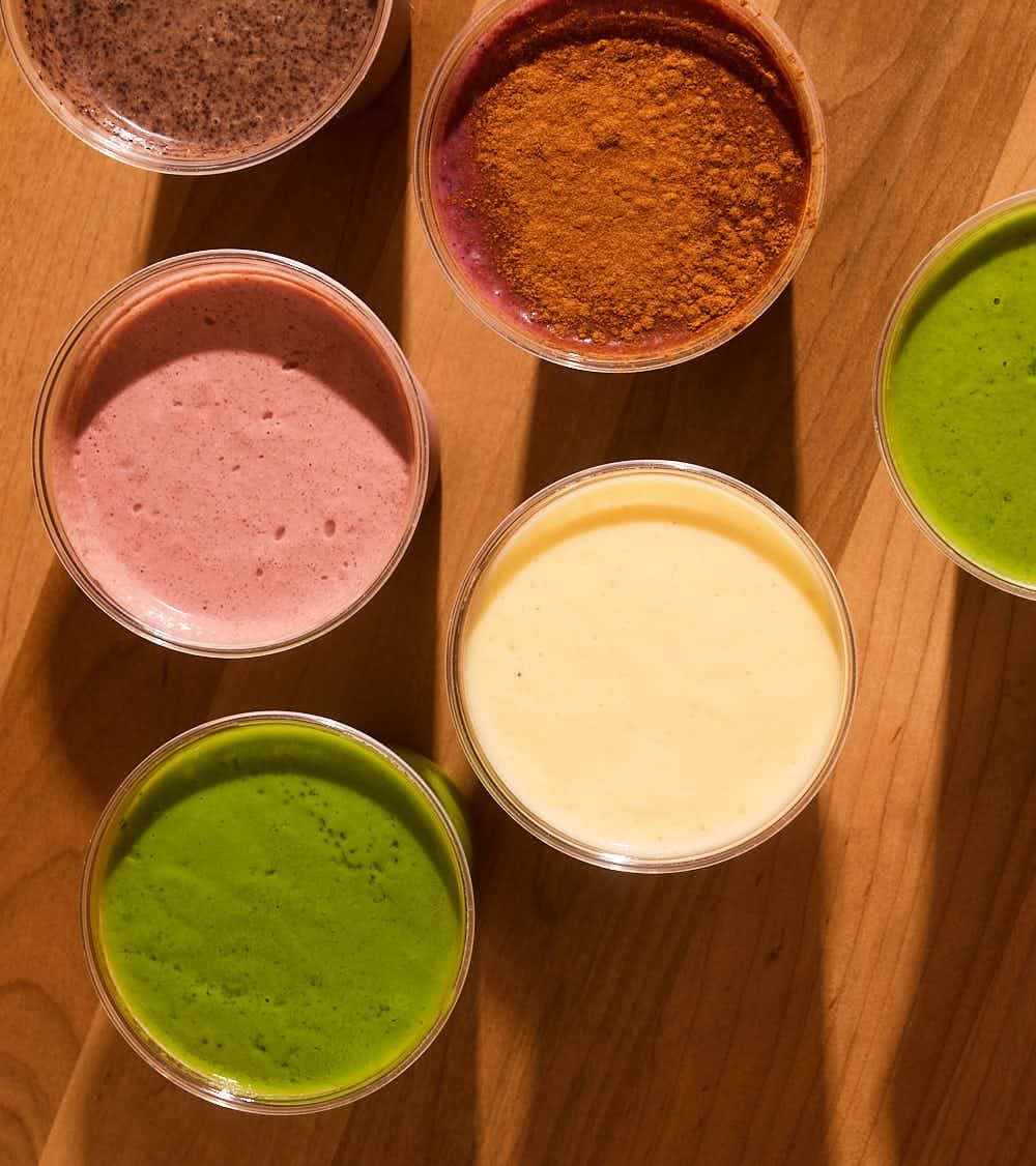 Smoothies from above at Lulu Dae's in Strawberry Village, Mill Valley