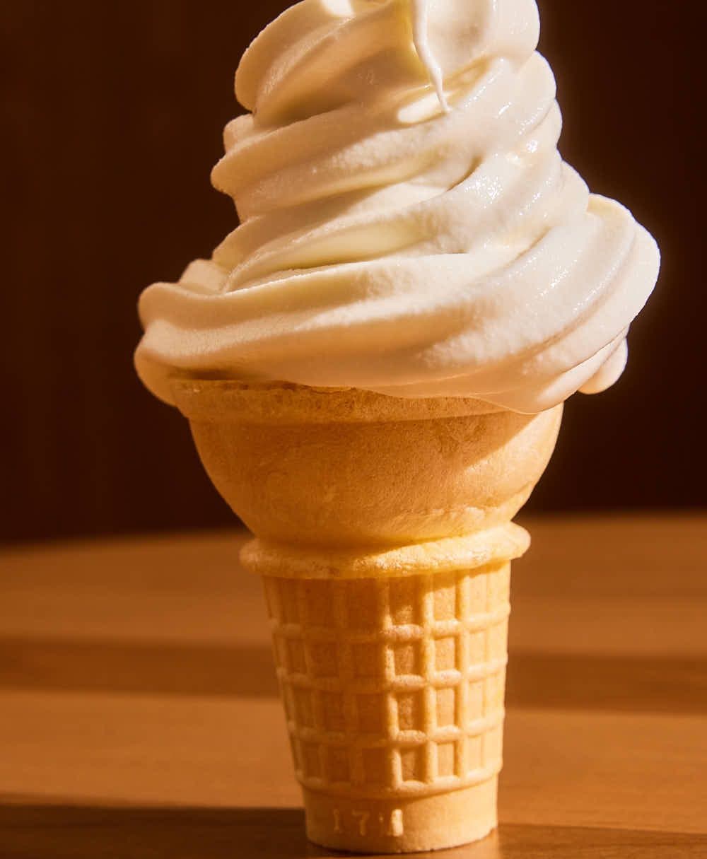 Fior di Panna soft serve on a cake cone