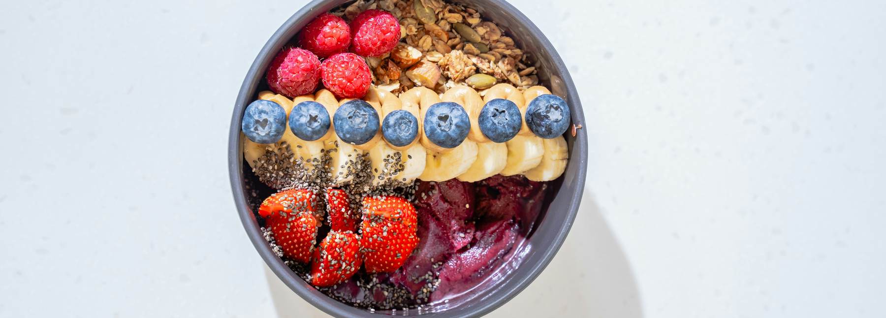 Açaí bowl with berries, banana and granola