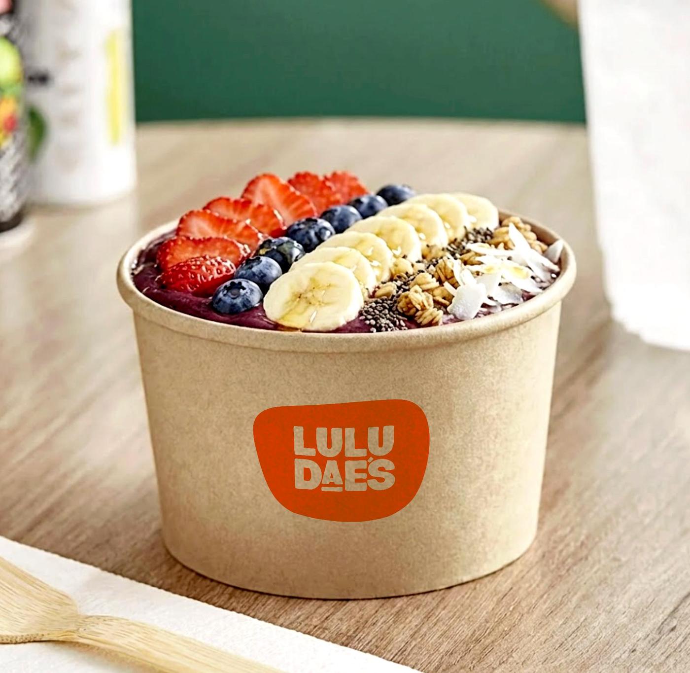 Açaí bowl in a Lulu Dae's compostable bowl