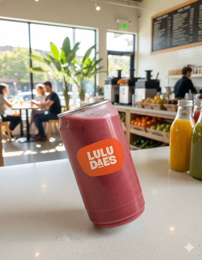 Lulu Dae's canned smoothie on the counter